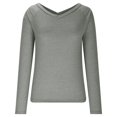 thumbnail image 4 of TKLPEHG Womens Tops Dressy Casual Crew Neck Tight Slim Shirt Solid Color Lightweight Fall Tops Fashion Long Sleeve T Shirt Comfy Blouses Pullover (Gray,M), 4 of 8