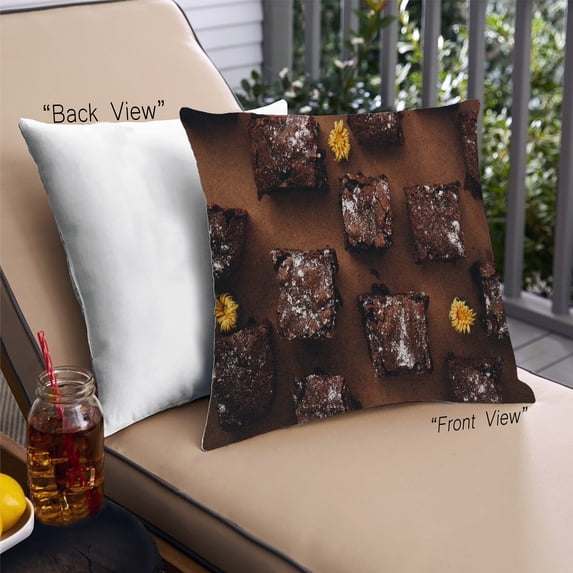 Ahgly Company Foods Brownie Outdoor Throw Pillow, 18 inch by 18 inch