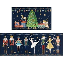 Merry Christmas Kitchen Rugs and Mats Set of 2,Nutcrackers Xmas Winter Holiday Sink Floor Mat Non Skid Washable for Home Farmhouse Christmas Decor 17"x47" 17"x30"