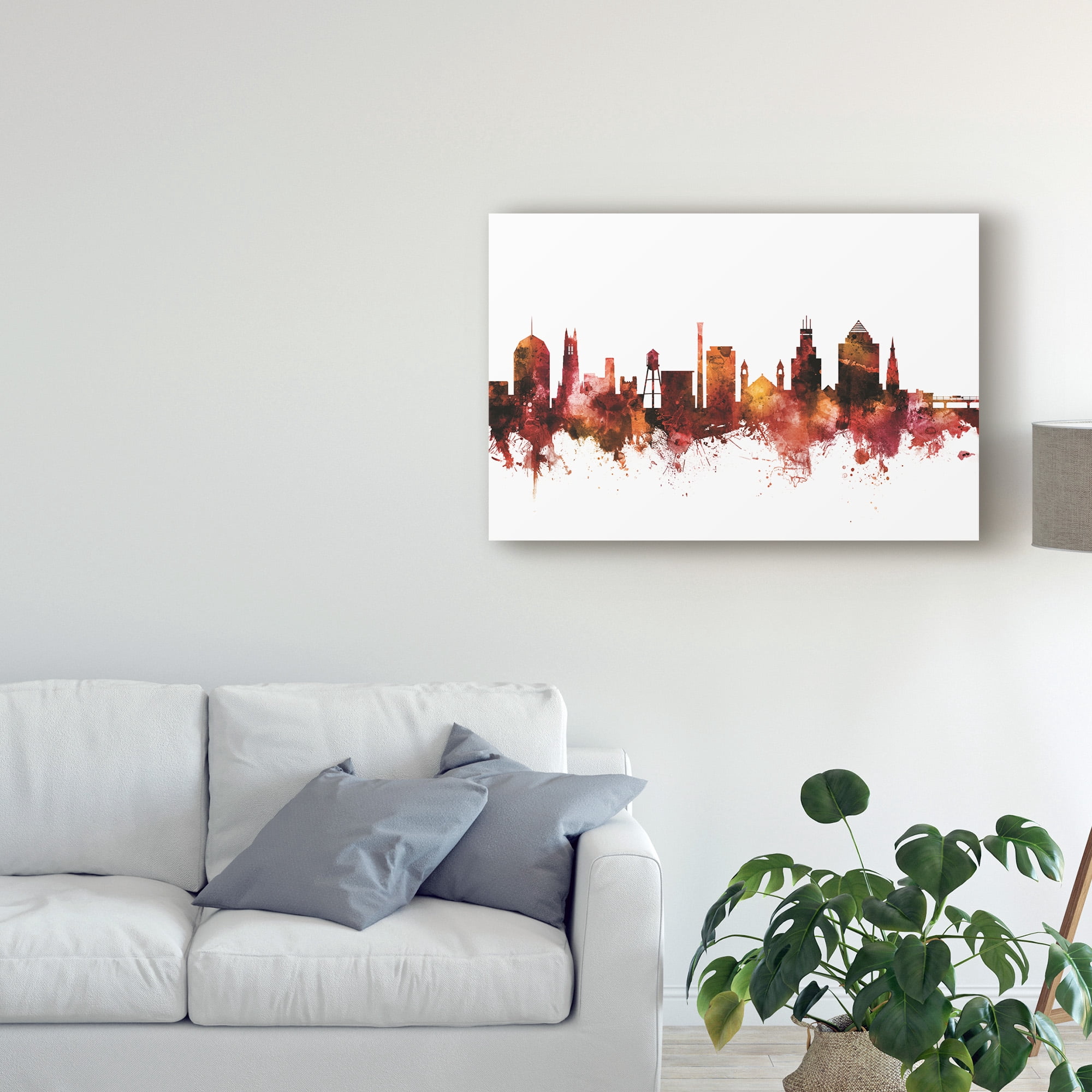Trademark Fine Art 'Durham North Carolina Skyline Red' Canvas Art by Michael Tompsett