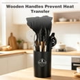 thumbnail image 4 of HEESEM 43 Pcs Silicone Kitchen Utensils Set with Wooden Handles, Heat Resistant Nonstick Spatula & Cooking Tools with Holder Black, 4 of 10