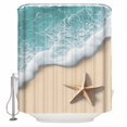 thumbnail image 2 of Beach Coastal Waterproof Fabric Shower Curtain, Summer Nautical Starfish Aqua Beige Shower Curtain for Bathroom Curtains Bathtubs Hotel Washable Shower Curtains with 12 Hooks Standard 72x72, 2 of 6