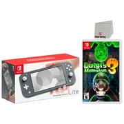 Nintendo Switch Lite 32GB Gray Edition and Luigi's Mansion 3 Bundle - Japan Import with US Plug with Screen Cleaning Cloth