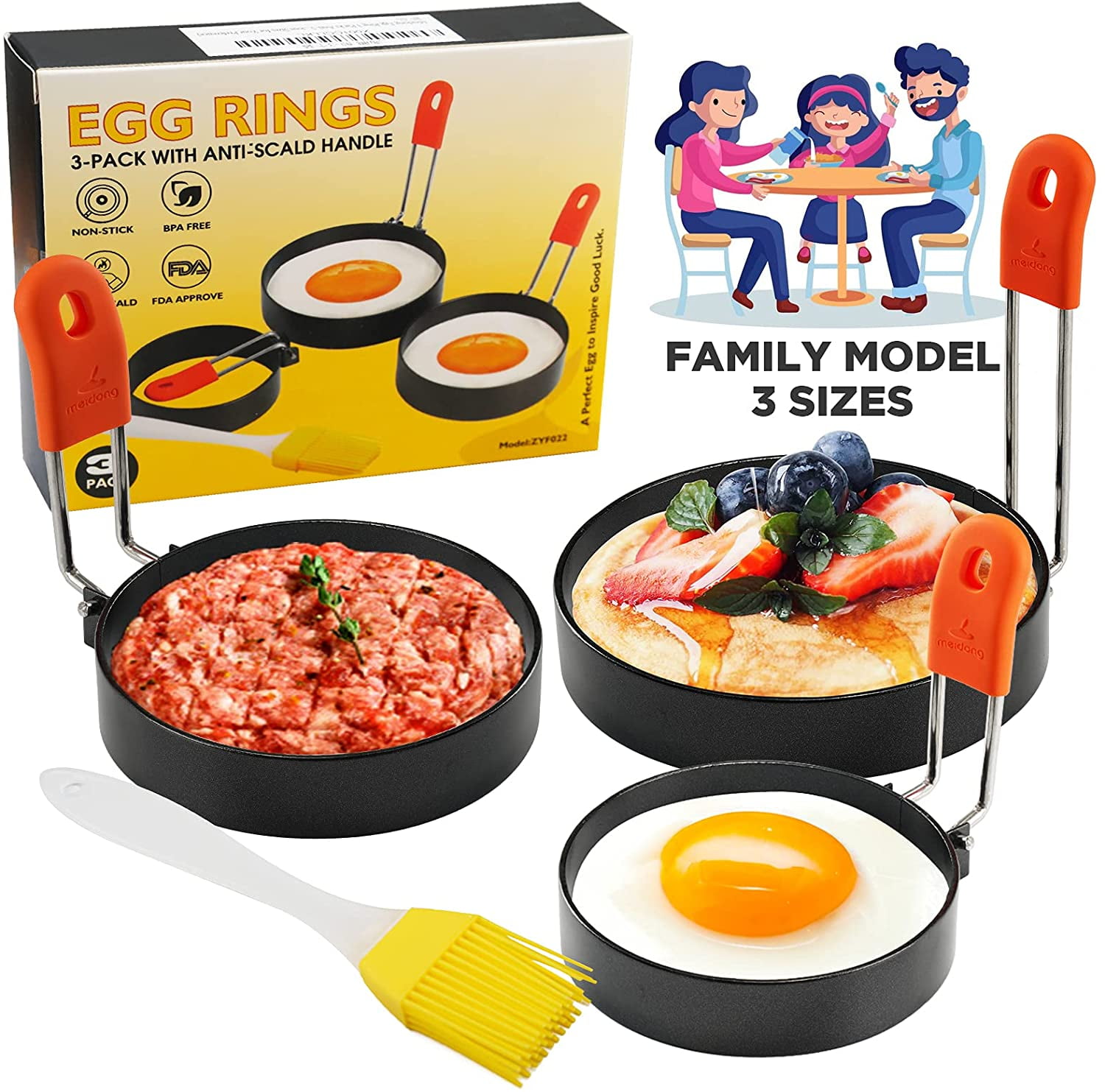 Round Egg Ring Egg Mold for Cooking Stainless Steel 2 Pack hanmir Egg Rings for Frying Eggs