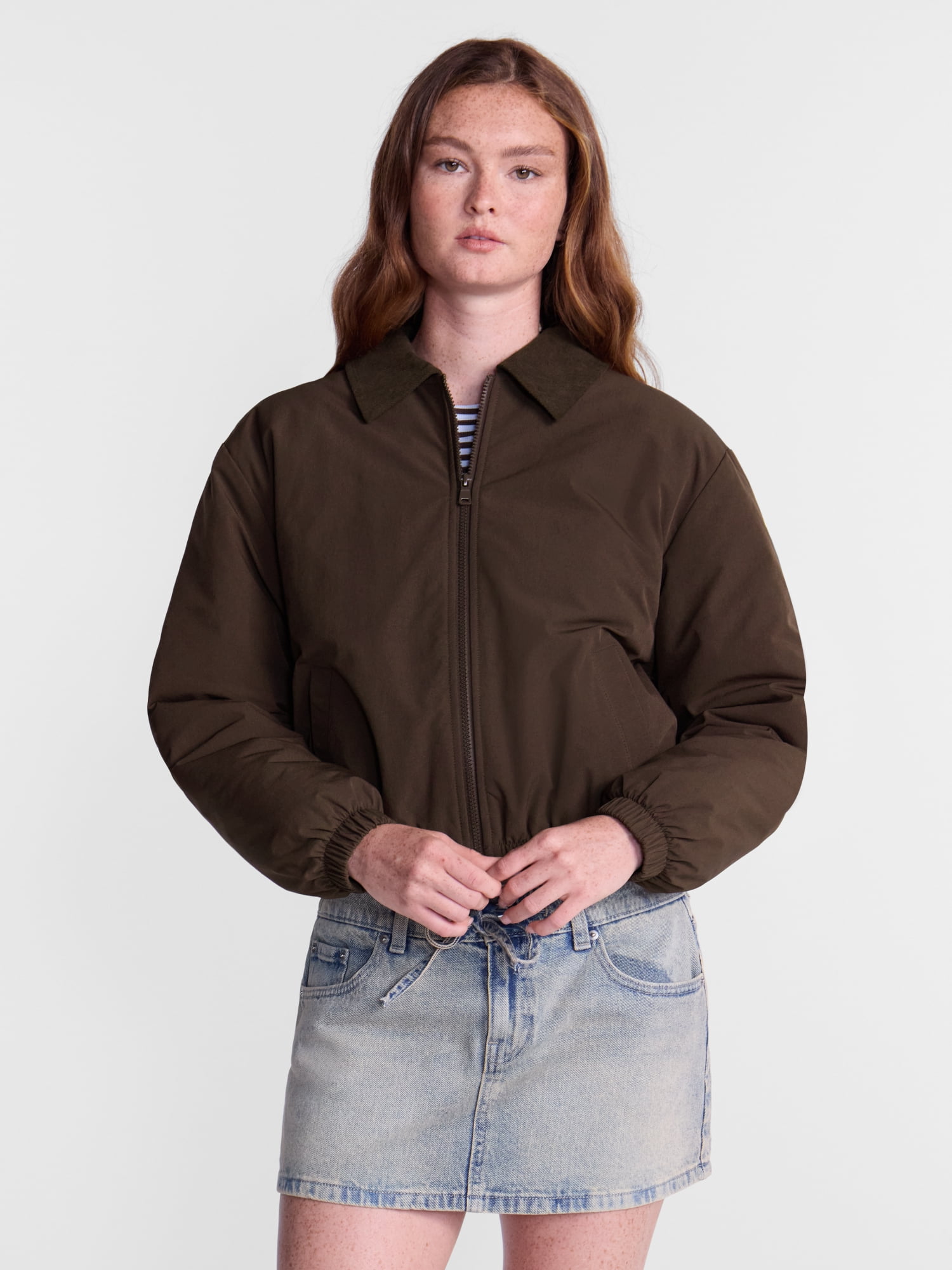 No Boundaries Puffer Barn Jacket, Women's and Women's Plus XXS-4X