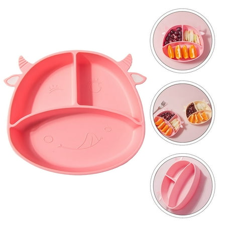 PAMINGONO 1Set Pink Silicone Divided Plate for Baby and Toddler Feeding