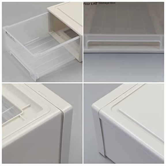 Plastic Storage Drawer Unit, Stacking Storage Bin, 2 Packs, 17.8 Quart