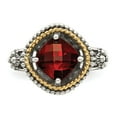 thumbnail image 5 of Shey Couture  Sterling Silver with 14K Accent Antiqued Checkerboard Cushion Garnet Ring, 5 of 6