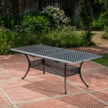 Boone Outdoor Cast Aluminum Expandable Rectangular Dining ...