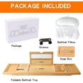 thumbnail image 3 of Bathtub Tray Table with Mirror and Bath Pillow, Expandable and Foldable Bamboo Bath Tray for Tub Soft and 4D Mesh Bathtub Pillow Luxury Bath Accessories Spa Gifts, 3 of 7