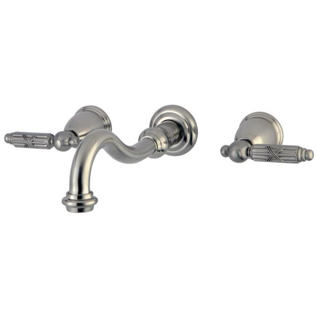 8 in. Wall Mount Sink Faucet with Handle, Satin Nickel