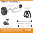 thumbnail image 5 of Power Systems Pro Style Rubber Fixed Straight Barbell - 70lbs Weighted Workout Bar w/Ergonomic Handle, 5 of 5