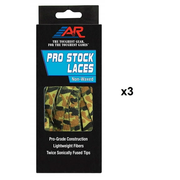 A&R 3 Pair Pack Pro Stock WAXLESS Fused-Tip Hockey Skate Laces, 72"-120"