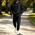 thumbnail image 5 of Mens Sweat Suits Fall Winter Casual Hoodie and Sweatpants Set Solid Long Sleeve Pullover Top Lounge 2 Piece Outfit, 5 of 5