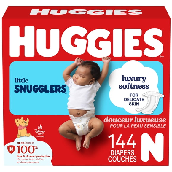 Couches pour bébés Huggies Little Snugglers, taille&nbsp;1 (4&nbsp;à 6&nbsp;kg [8&nbsp;à 14&nbsp;livres]), 168&nbsp;couches