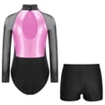 thumbnail image 2 of YONGHS Leotards for Girls Glitter Long Sleeve Gymnastics with Booty Shorts Bottoms Outfits Tracksuit Pink&Black 10, 2 of 7