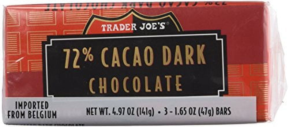 Trader Joe's 72% Cacao Belgian Dark Chocolate Bars (2 Packs of 3)