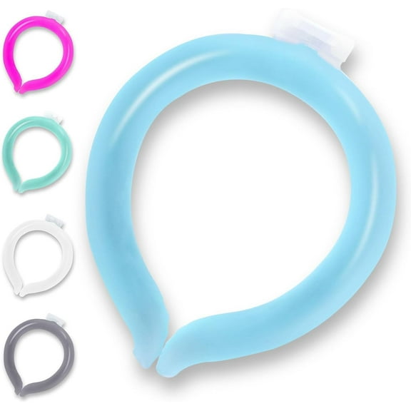 Changmaius Chilly Ice Ring, Neck Ice Pack, Cooling Tube, Reusable Wearable Cooler Body Cooling Products for Indoor Outdoor Summer Hot Weather (Blue/PinkGreen/White/)Changmaius