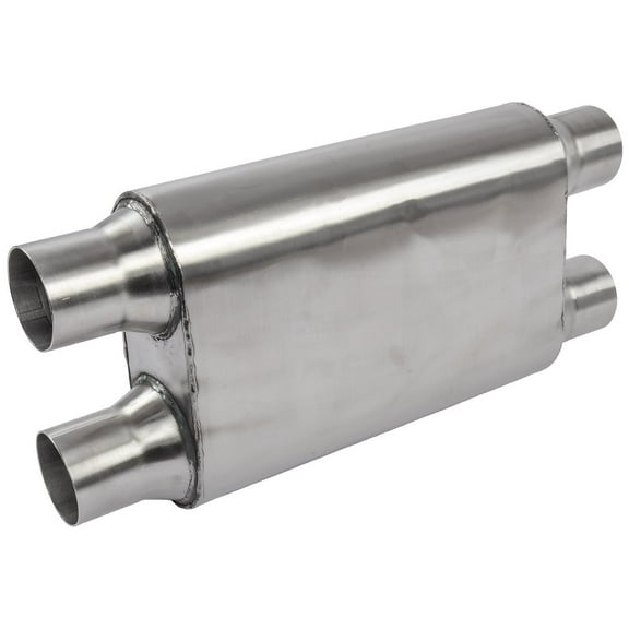 JEGS 30246 Chambered Deep-Tone Muffler 2.500 in. Dual Inlet / Dual Outlet Muffle