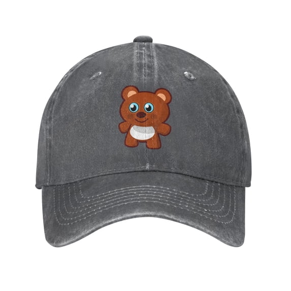 ZICANCN Adjustable Baseball Cap Women, Teddy Bear Brown Hats for Men Adult Washed Cotton Denim Baseball Caps Fashion, Deep Heather