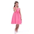 thumbnail image 5 of renvena Girls Toddler Kids Flower Chiffon Pleated Bridesmaid Wedding Pageant Party Dress Hot Pink 2, 5 of 7