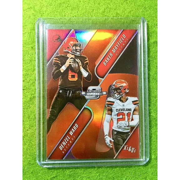 BAKER MAYFIELD ORANGE PRIZM ROOKIE CARD DENZEL WARD RC 2018 Contenders Optic /49