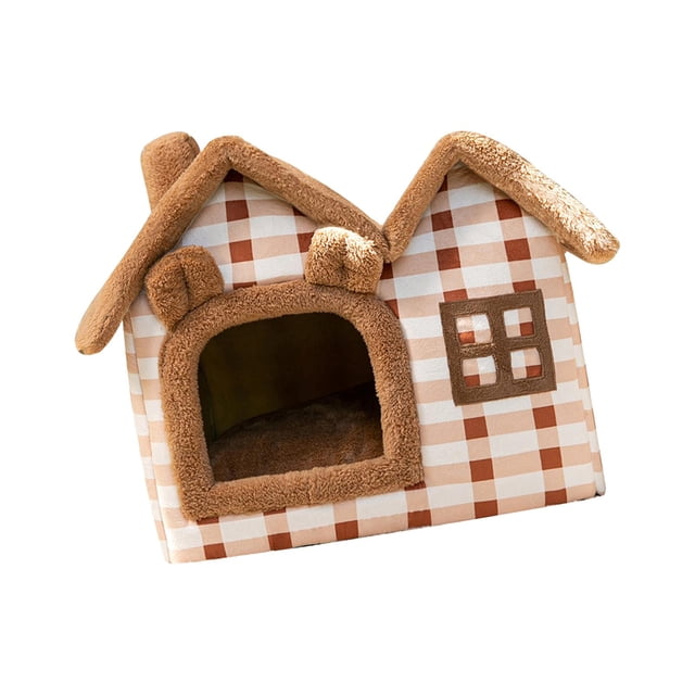 Cómodas camas para gatos Cesta Cama para perros Transpirable Cueva Cojín lavable marrón Yuyangstore casa del gato