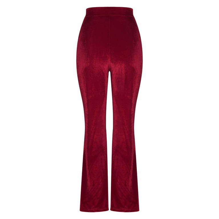 YWDJ Flare Pants for Women High Waist High Waist High Rise Flared Elastic  Waist Casual Stretchy Long Pant Fashion Comfortable Solid Color Leisure  Bell-bottoms Pants Pants Everyday Wear 17-Red M 