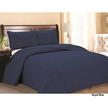 Ocean Star Oversized 3-Piece Bedspread Set-Navy Blue Color ...
