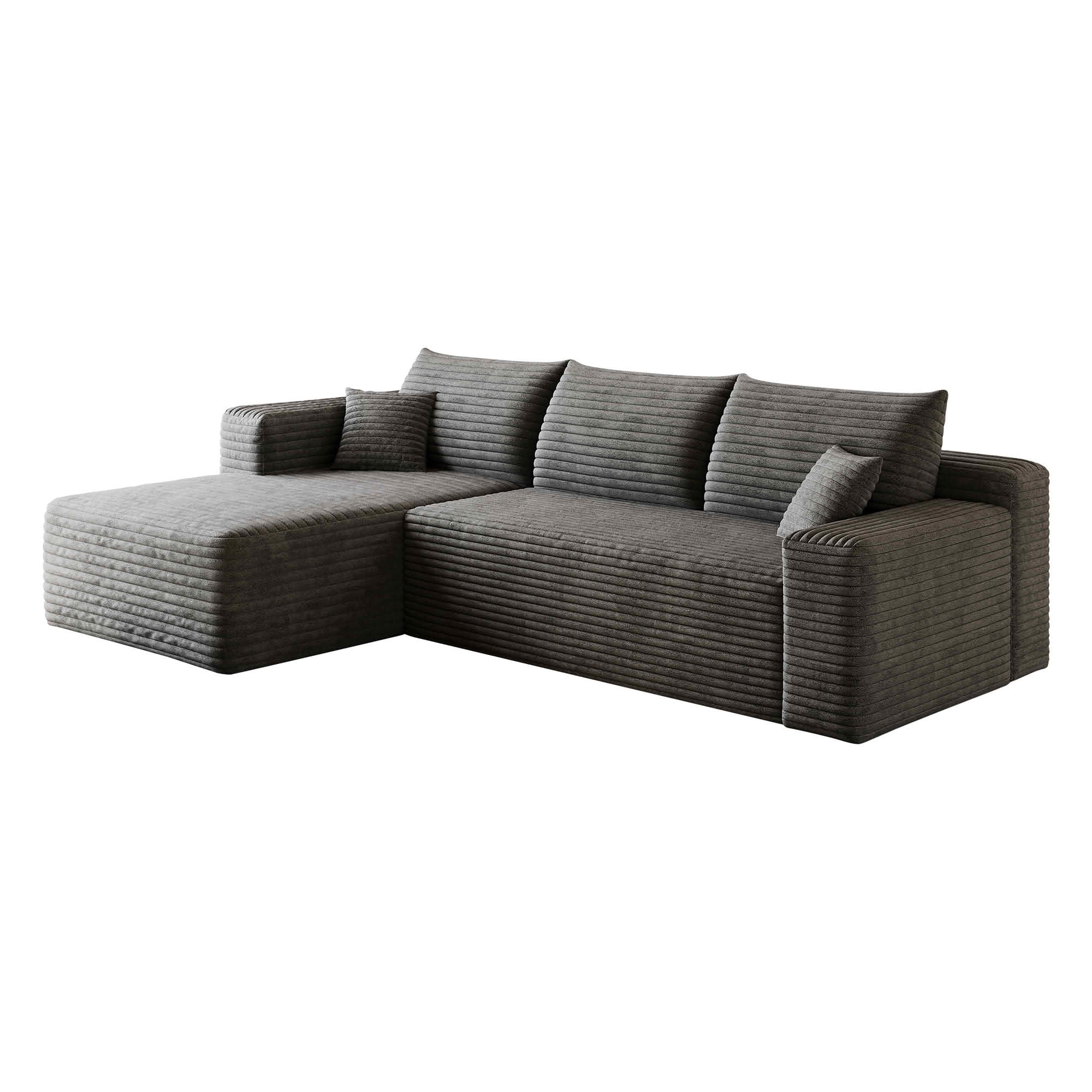 MAYEERTY 95" Corduroy L-Shaped Sectional Sofa, Modern Minimalist Deep Seat Corner Couch with Chaise, No Assembly Leisure Sofa for Home