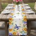 thumbnail image 4 of Spring Floral Table Runner - 48 Inch Long Hydrangea Sunflowers Butterflies Watercolor Cotton and Linen Blended Dress Scarves Farmhouse Table Runner for Kitchen Dining, Coffee Table, 13" x 48", 4 of 8