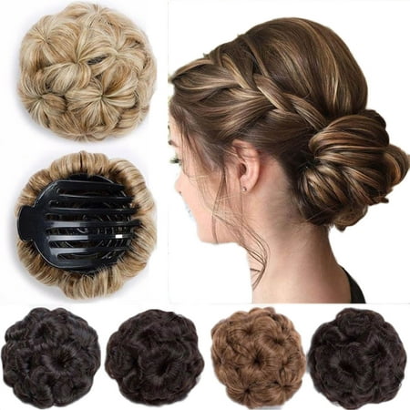 S Noilite Elegant Chignon Clip In Hair Bun Extension Donut Claw