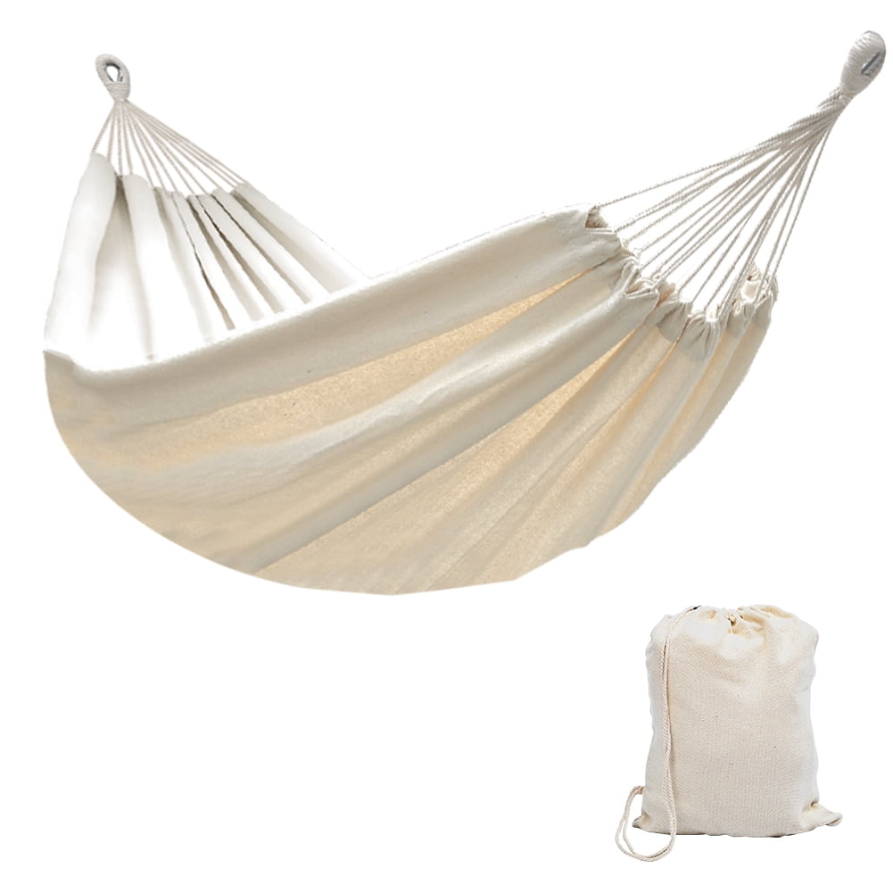 Prime Garden Two Person Portable Hammock Load Capacity 450 lbs with Carry Bag, Beige