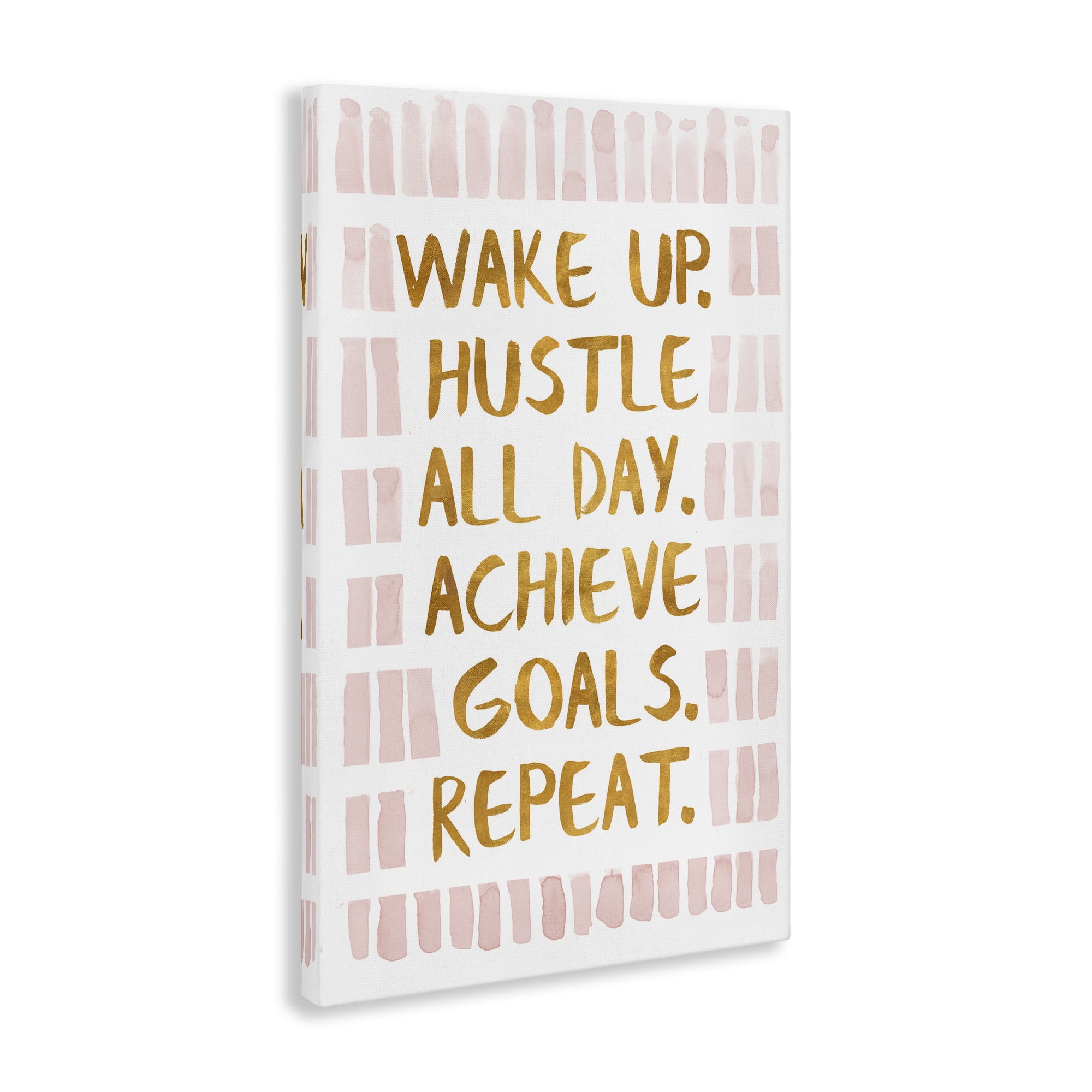 Stupell Industries Wake Up & Hustle Typography Painting Gallery Wrapped Canvas Art Print Wall Art, 16 x 24