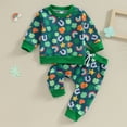 thumbnail image 5 of WIBACKER Toddler Baby Boy St. Patrick’s Day Clothes Girls Long Sleeve Pullover Sweatshirt Jogger Pants Infant Clover Outfit, 5 of 8