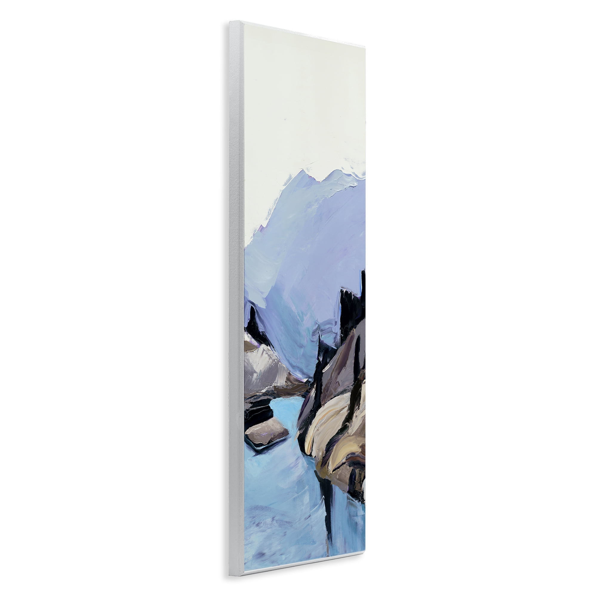 Stupell Industries Mountain River Abstraction Landscape & Nature Painting Unframed Art Print Wall Art, 7 x 17