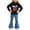 Black, variant on SGFCWSX Girls 2-Piece Outfit, Graphic Hoodie and Heart Flared Denim Jeans, Trendy Casual Daily Clothing Set for Kids Pink Size 5-6 Years