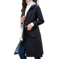 thumbnail image 5 of SWSMCLT Women's Hooded Raincoat Outerwear Long Rain Jacket Midi Windbreaker Pockets Water-resistant Spring Anorak Coat Casual Full Zip Black X-Large, 5 of 5
