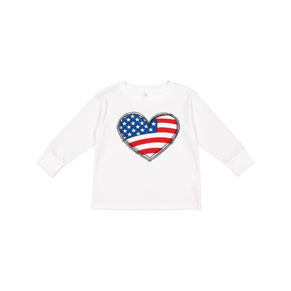 Inktastic USA Flag Heart Boys or Girls Long Sleeve Toddler T-Shirt
