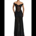thumbnail image 2 of Vestido de Dama de con Escote en V, Plisado, de , 2025, con Hombros Descubiertos, Fluido, Formal, de Noche, para Invitada de Boda con Abertura Negro L, 2 of 8