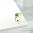 thumbnail image 4 of Gem Stone King 18K Yellow Gold Plated Silver Green Created Emerald and White Moissanite Engagement Ring for Women (1.40 Cttw, Round 5MM, Available in Size 5, 6, 7, 8, 9), 4 of 6