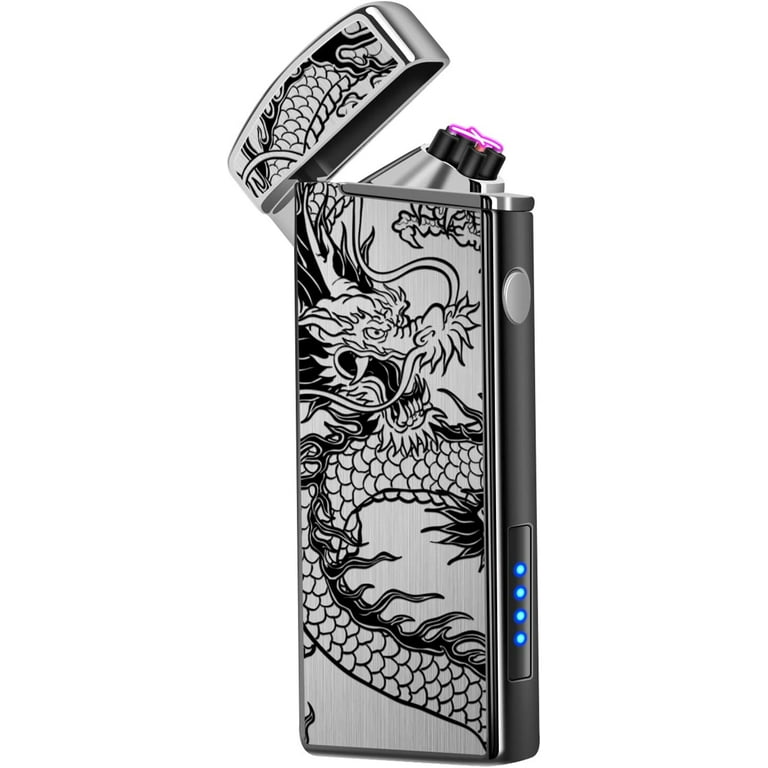 Rechargeable Lighter USB Electric Lighter Plasma Lighters Cool Windproof Flameless Lighters with Display Power (Black Dragon) - Walmart.com