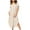 Beige, variant on TAGOLD Womens Short Sleeve V Neck Dress Solid Color Button Loose Midi Summer Casual