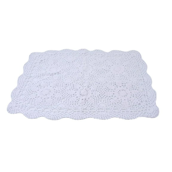 White Nightstand Cover Handmade Crochet Lace Table Cloth Doilies Dining Room Mats Table Dresser Scarf Décor,15*19 Inch