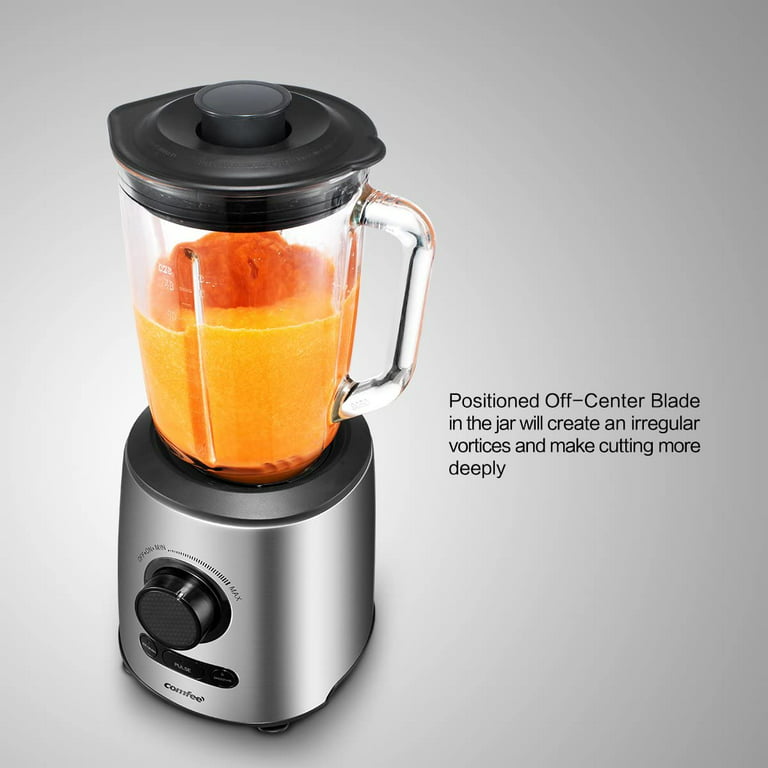Comfee Smoothie Blender With 3 Preset Programs (Ice Crush, Pulse, Smoothie) Variable Control And 48 Ounce BPA Glass Jar (Silver) - Walmart.com