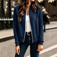thumbnail image 4 of IUYRTFE Women's Zip Up Ribbed Knit Bomber Jacket Long Sleeve Lightweight Casual Cardigan Top, 4 of 9