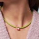 thumbnail image 4 of Flower shape Collar de cadena con colgante Gargantilla Collar de cadena de cuero Forma de corazón/flor/cuadrado, 4 of 5