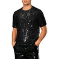 thumbnail image 4 of INSPIRE CHIC T Shirt for Men's Short Sleeve Round Neck Regular Fit Party Club Sparkly Disco Tee Top 2XL Black, 4 of 4