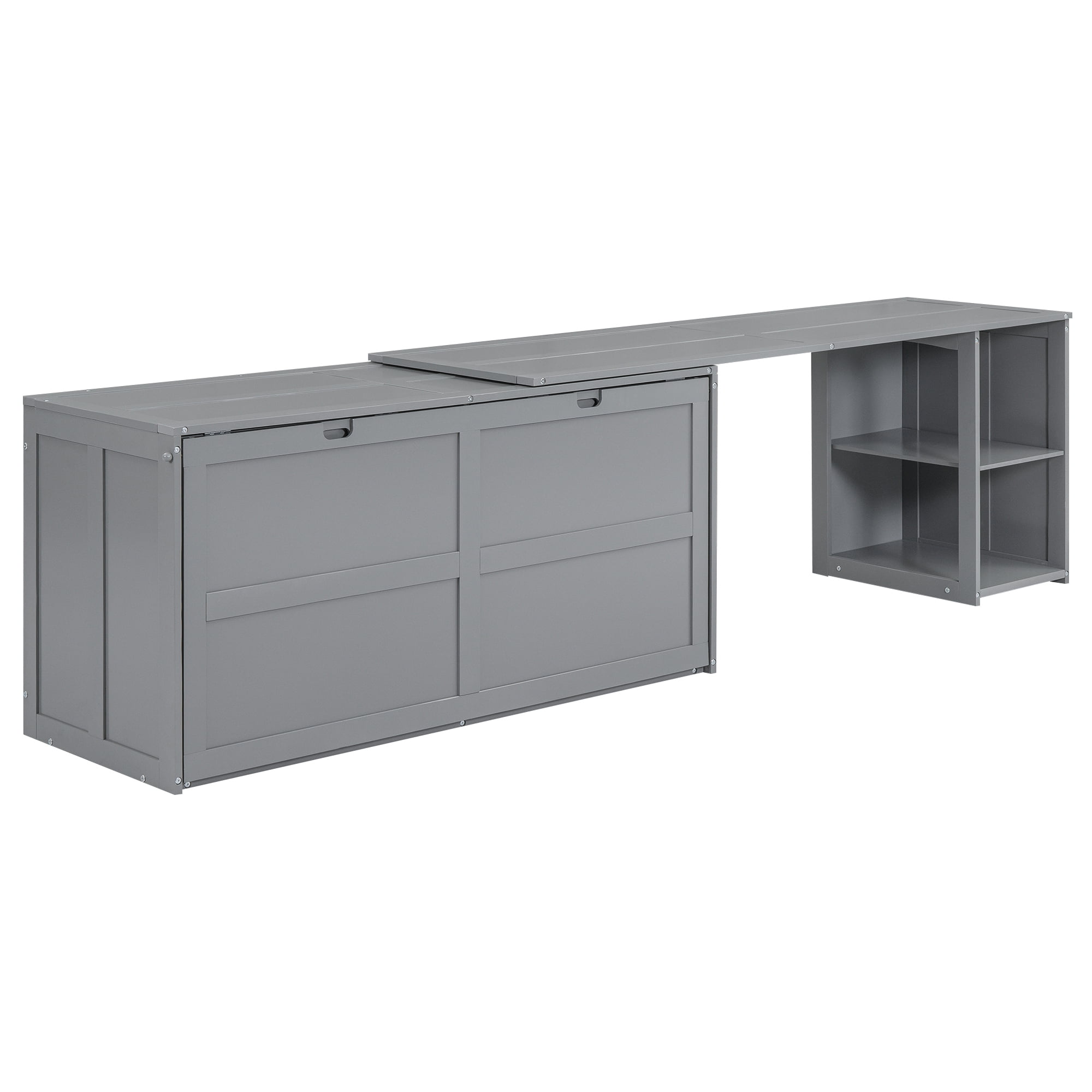 Euroco Queen Size Murphy Bed with Movable Desk, Gray
