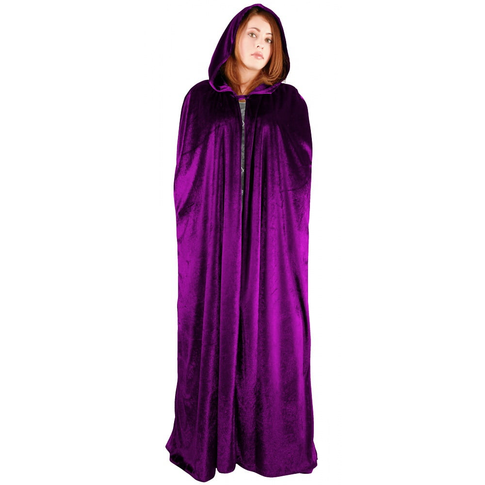 Full Length Velvet Hooded Cape/Cloak Adult Costume Fuchsia